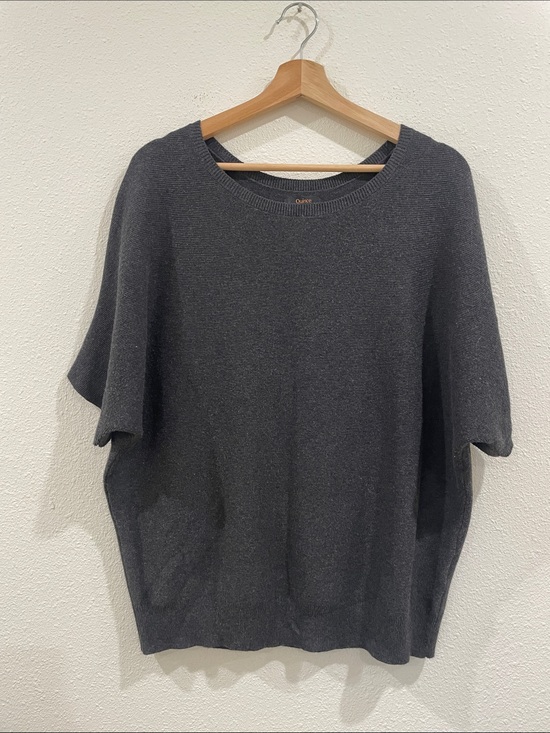 Quince Sweaters - Quince Charcoal Gray Short-Sleeve Knit Sweater Cotton Cashmere Blend Medium